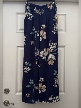 NWT BeBop Navy Floral Flowy Pants Size L